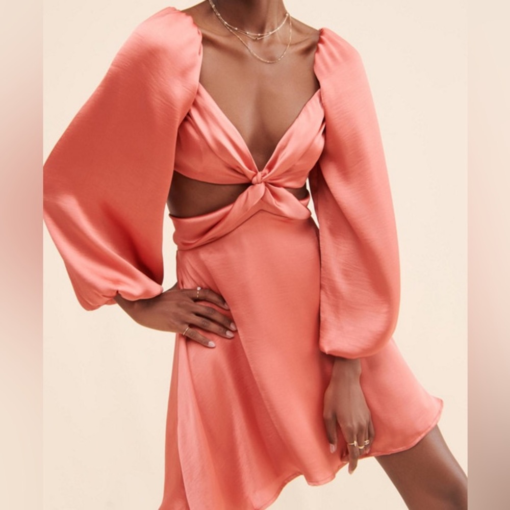 Free People Justin Cutout Satin Mini Dress